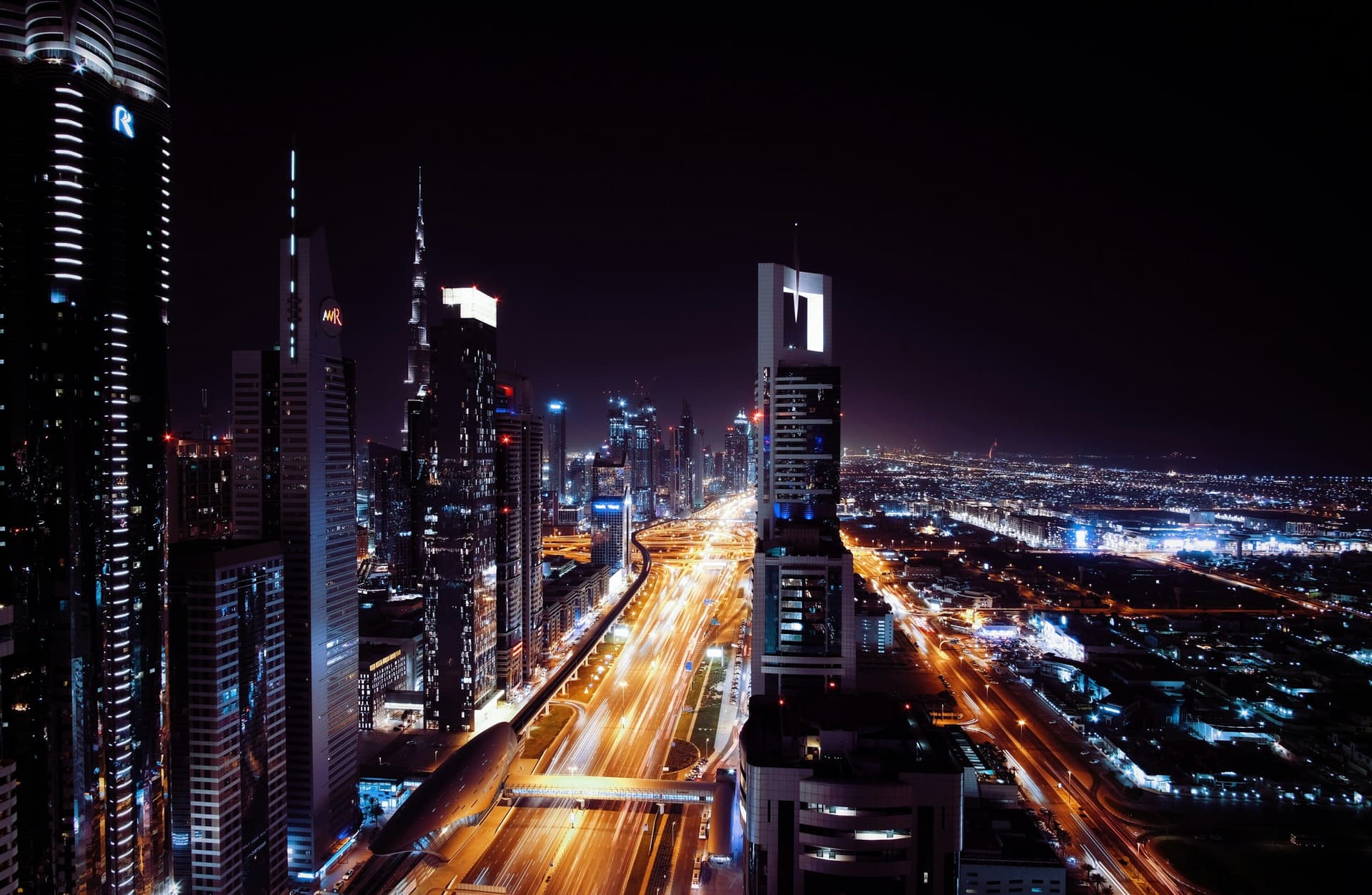 City skyline at night